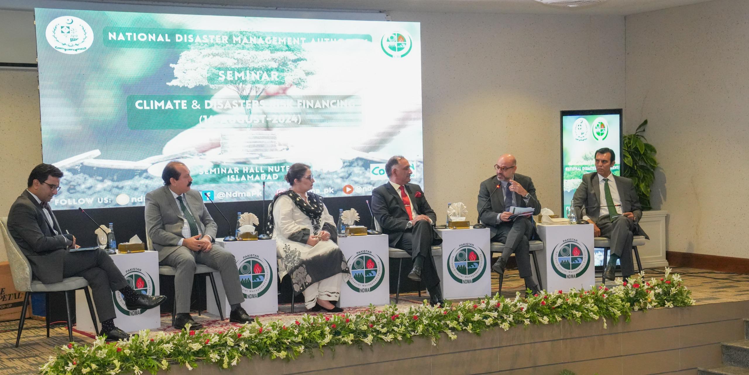 16-08-2024, NDMA Pakistan convened a seminar on Climate and Disaster Risk Financing at the National University of Technology (NUTECH) in Islamabad.